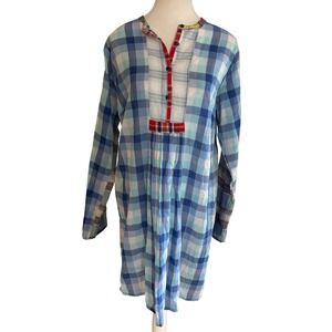 JOHNNY WAS Plaid Cotton Tunic Size‎ Small